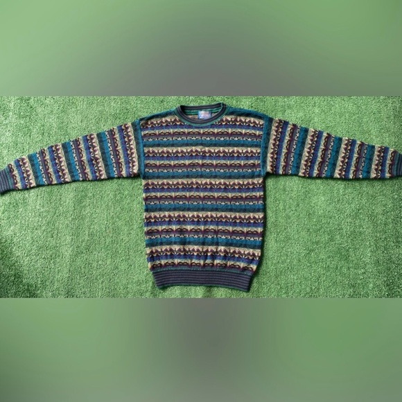 VTG 90s Pendleton Virgin Wool Colorful Patterned Sweater Mens Medium USA Made - Picture 7 of 8